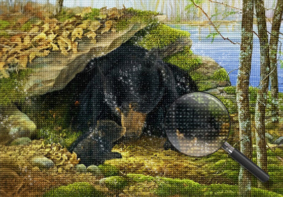 Ours Noir et Son Bébé Broderie Diamant