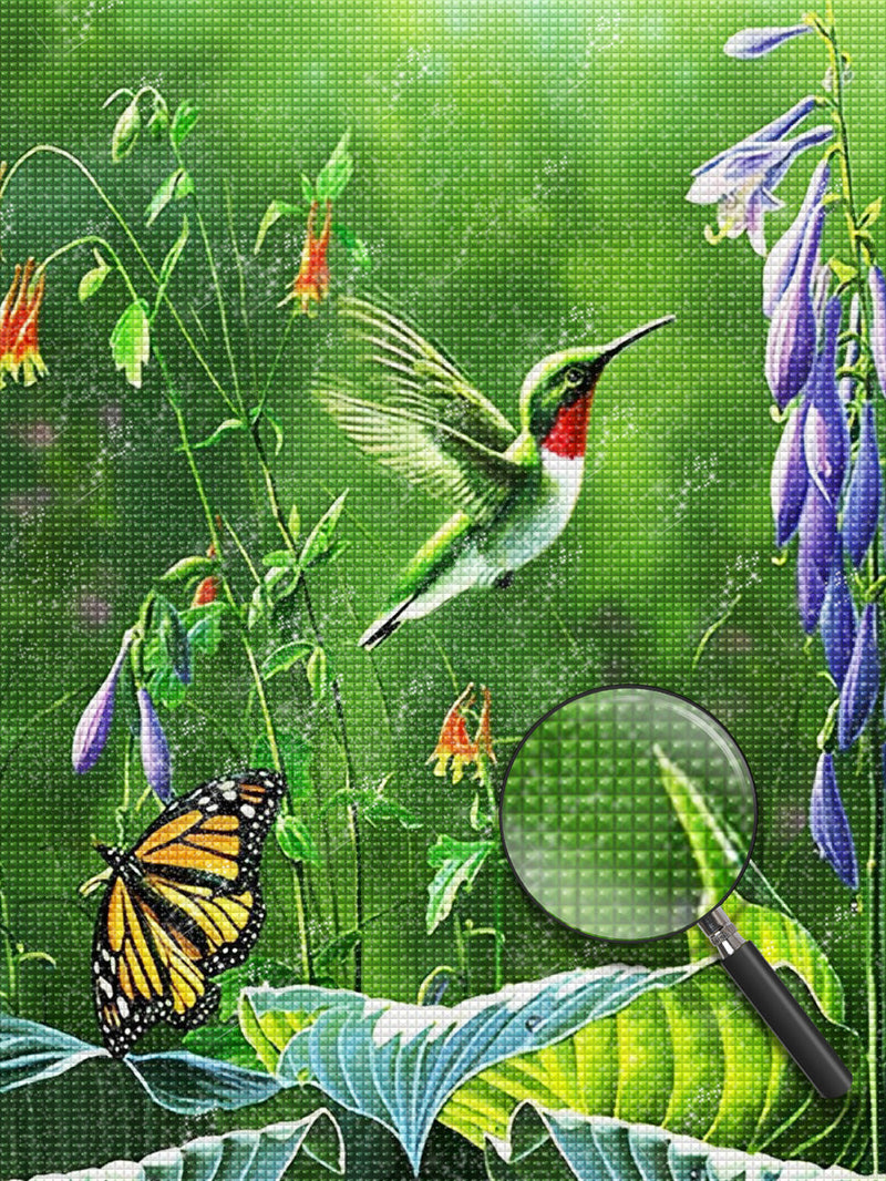 Colibri et Papillon Volant Broderie Diamant