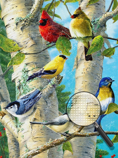 Des Oiseaux sur les Branches Broderie Diamant