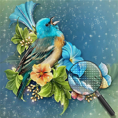 Oiseau Bleu CriantBroderie Diamant