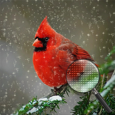 Petit Oiseau Cardinalidé Broderie Diamant