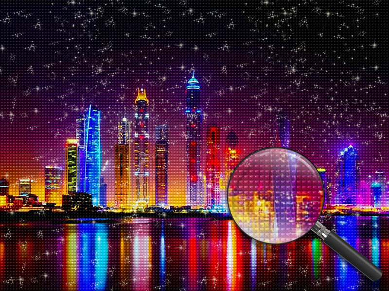 Vue Nocturne de Dubaï Broderie Diamant