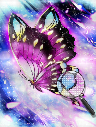 Papillon Violet Fantastique Broderie Diamant
