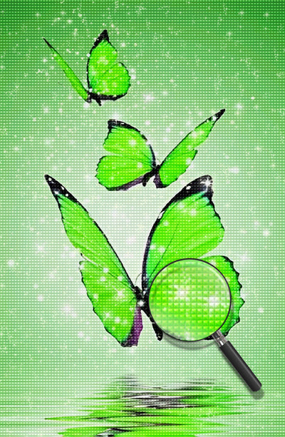 Papillons Verts et les Lucioles Broderie Diamant
