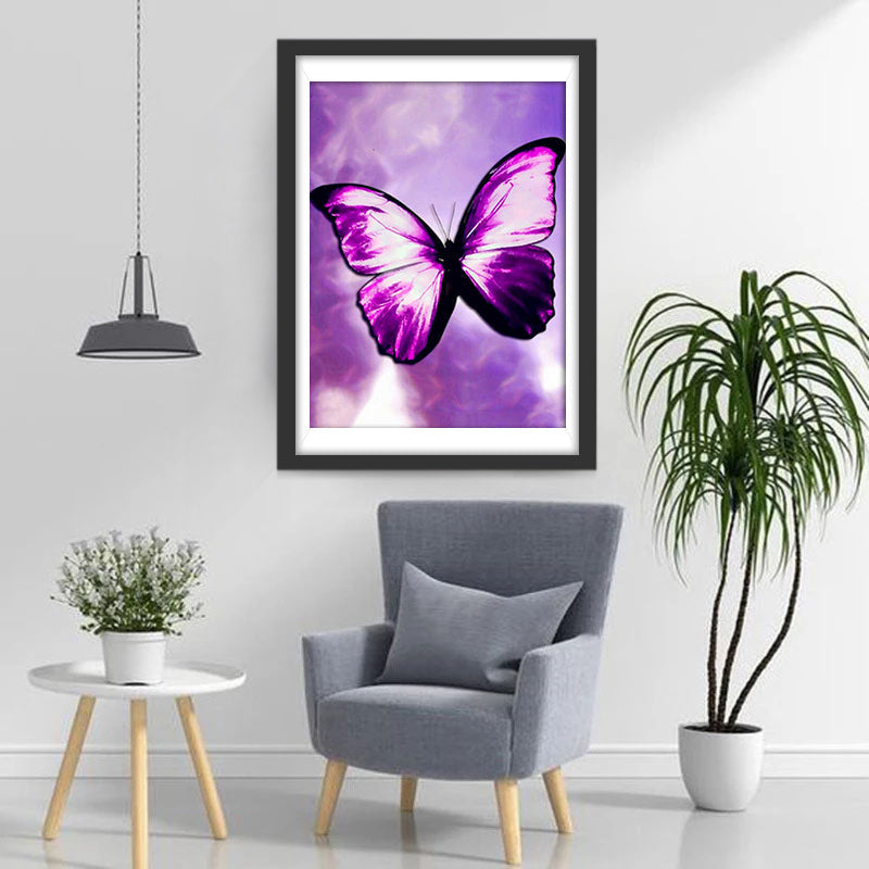 Beau Papillon Violet Volant Broderie Diamant