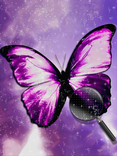 Beau Papillon Violet Volant Broderie Diamant