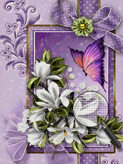 Papillon et Miroir Violet Broderie Diamant