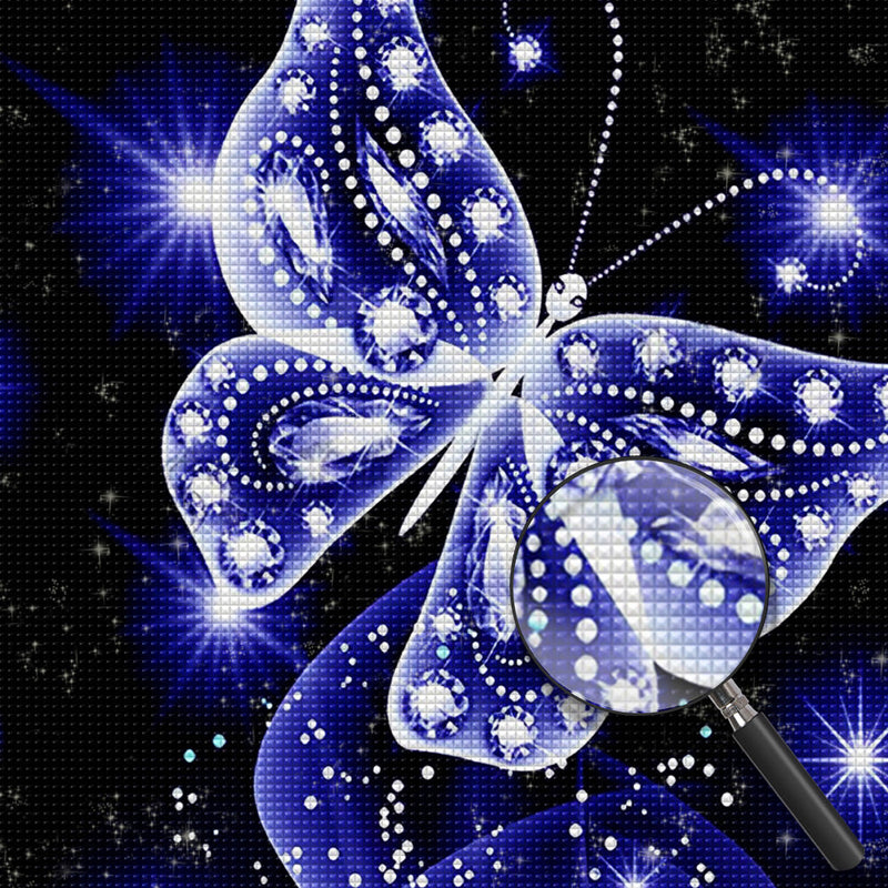 Papillon Violet Lumineux Broderie Diamant