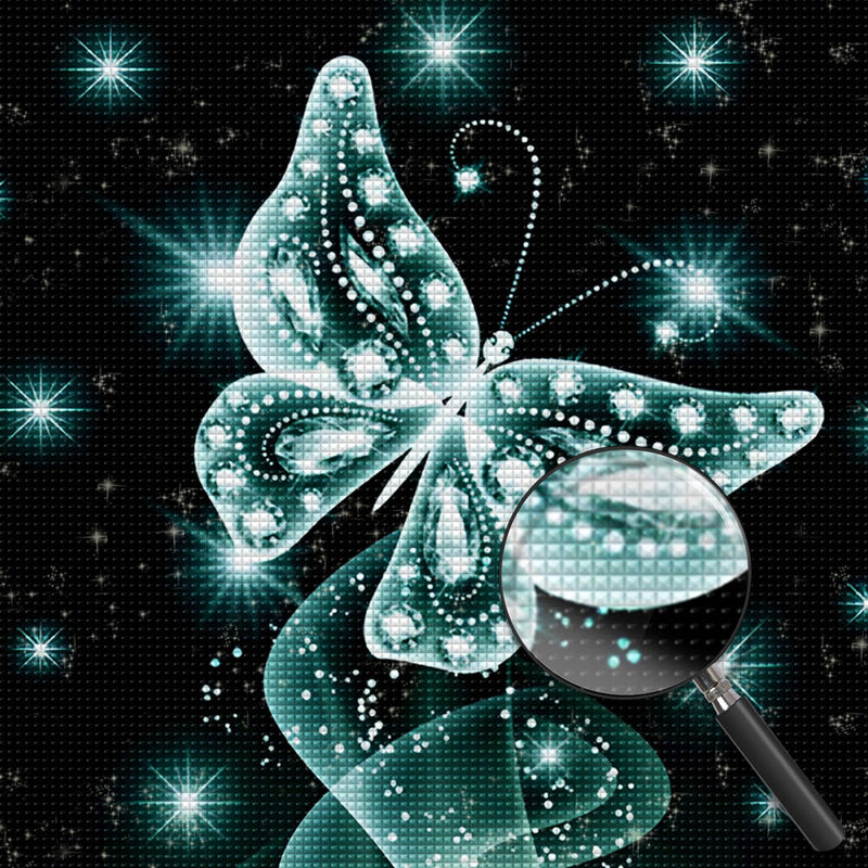 Papillon Vert Lumineux Broderie Diamant