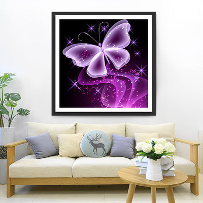 Papillon Violet Transparent Broderie Diamant