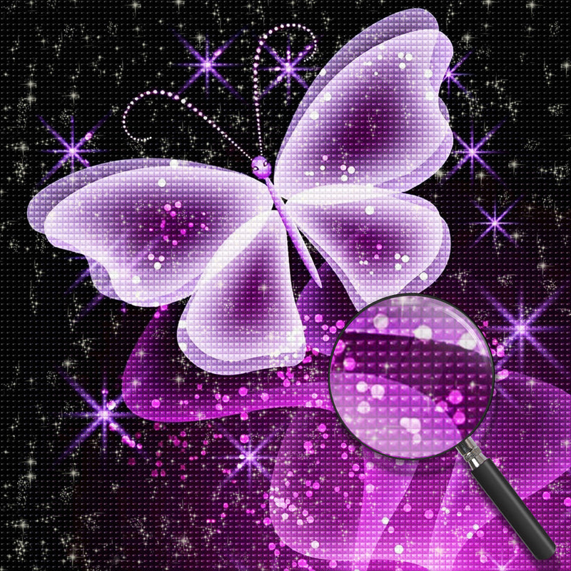 Papillon Violet Transparent Broderie Diamant