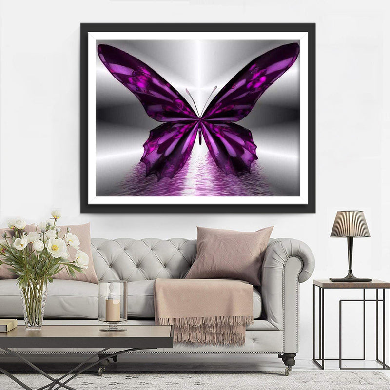 Papillon Violet et Noir Broderie Diamant