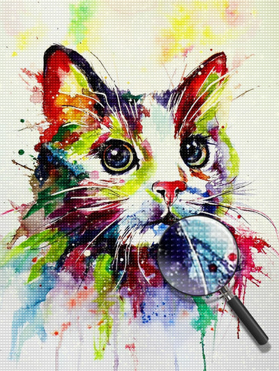 Chat en Peinture à l'Huile Broderie Diamant