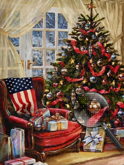 Sapin de Noël et Etats-Unis Broderie Diamant