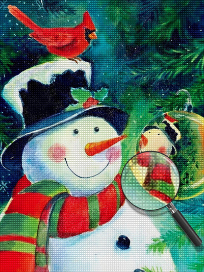 Bonhomme de Neige et le Reflet Broderie Diamant