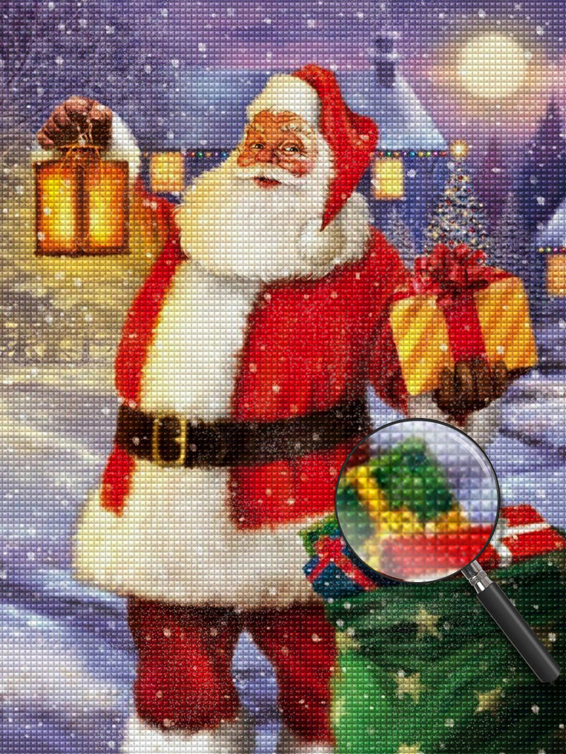 Père Noël et la Lampe Broderie Diamant