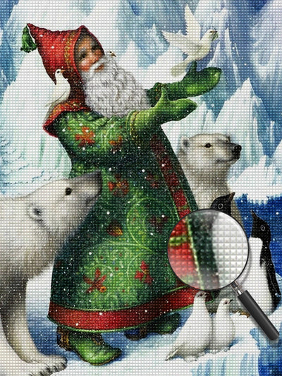 Père Noël et l'Ours Polaires Broderie Diamant