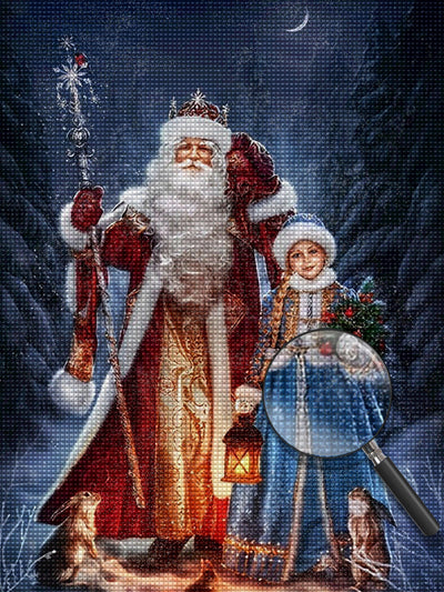 Père Noël et Fille Broderie Diamant