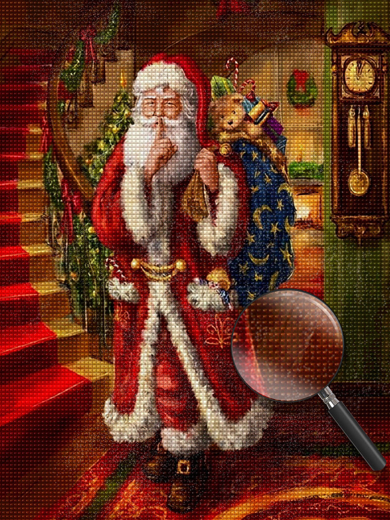 Père Noël Portant des Cadeaux Broderie Diamant