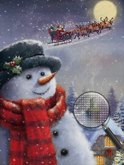 Bonhomme de Neige et Père Noël dans l'Air Broderie Diamant