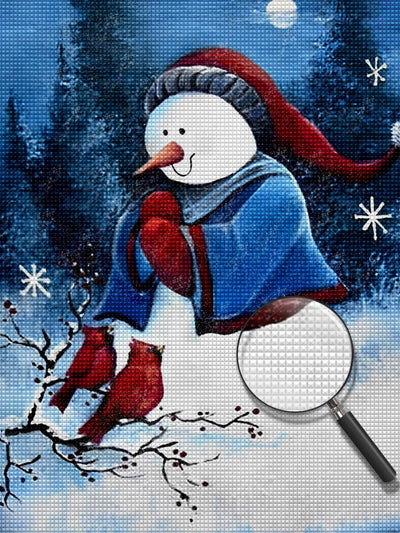 Bonhomme de Neige en Vêtement Bleu Broderie Diamant