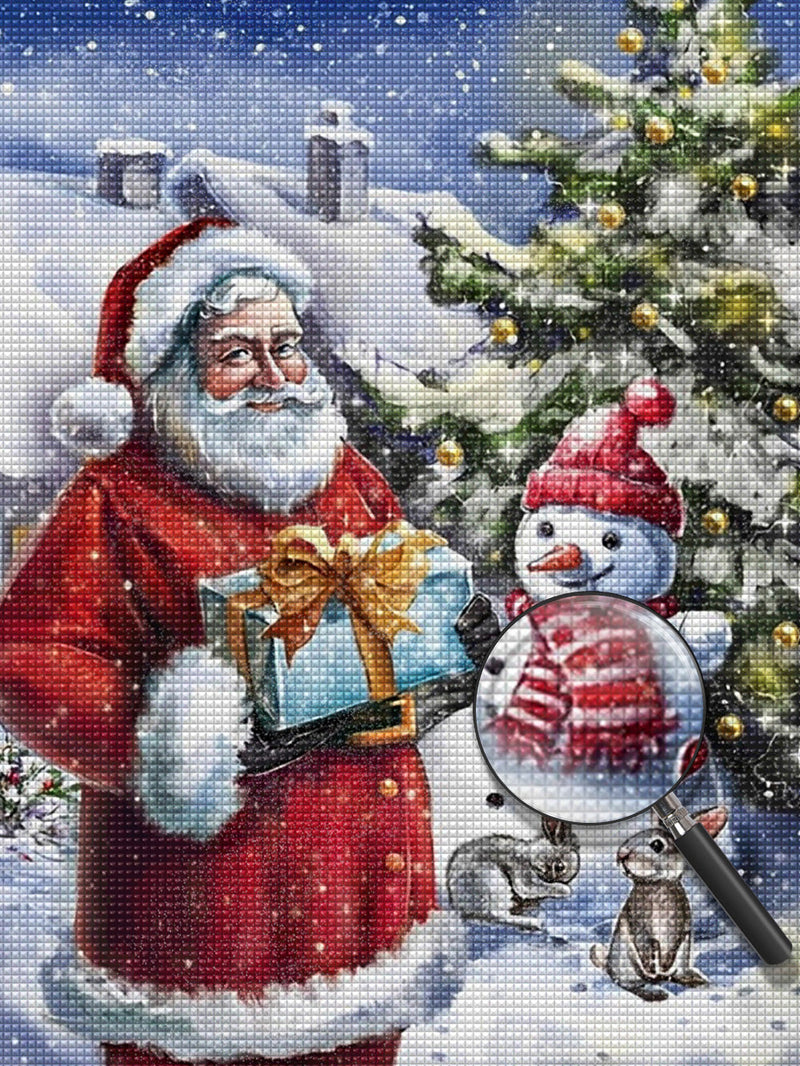 Père Noël Bonhomme de Neige et Sapin de Noël Broderie Diamant