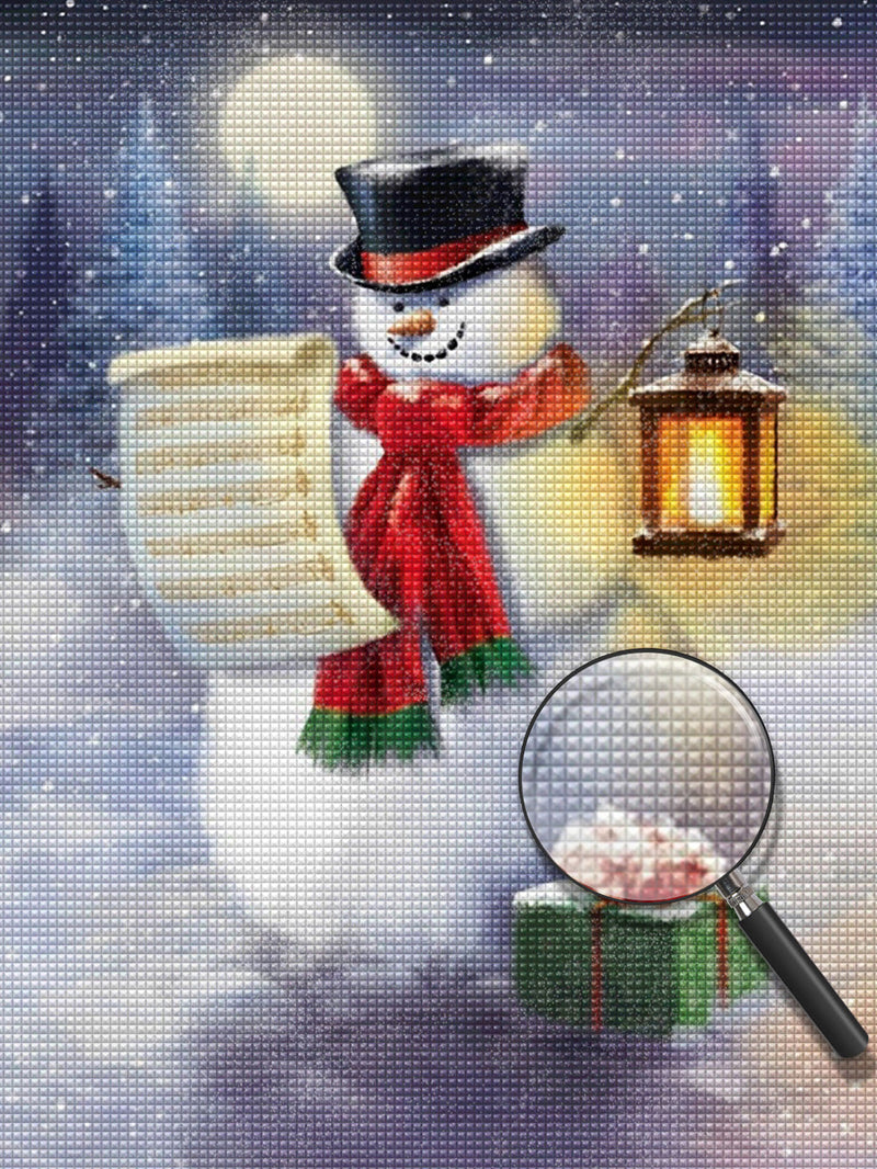 Bonhomme de Neige et Partition Musicale Broderie Diamant