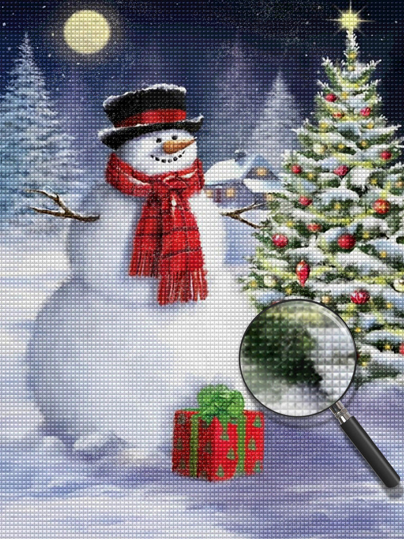 Bonhomme de Neige et la Lune Broderie Diamant