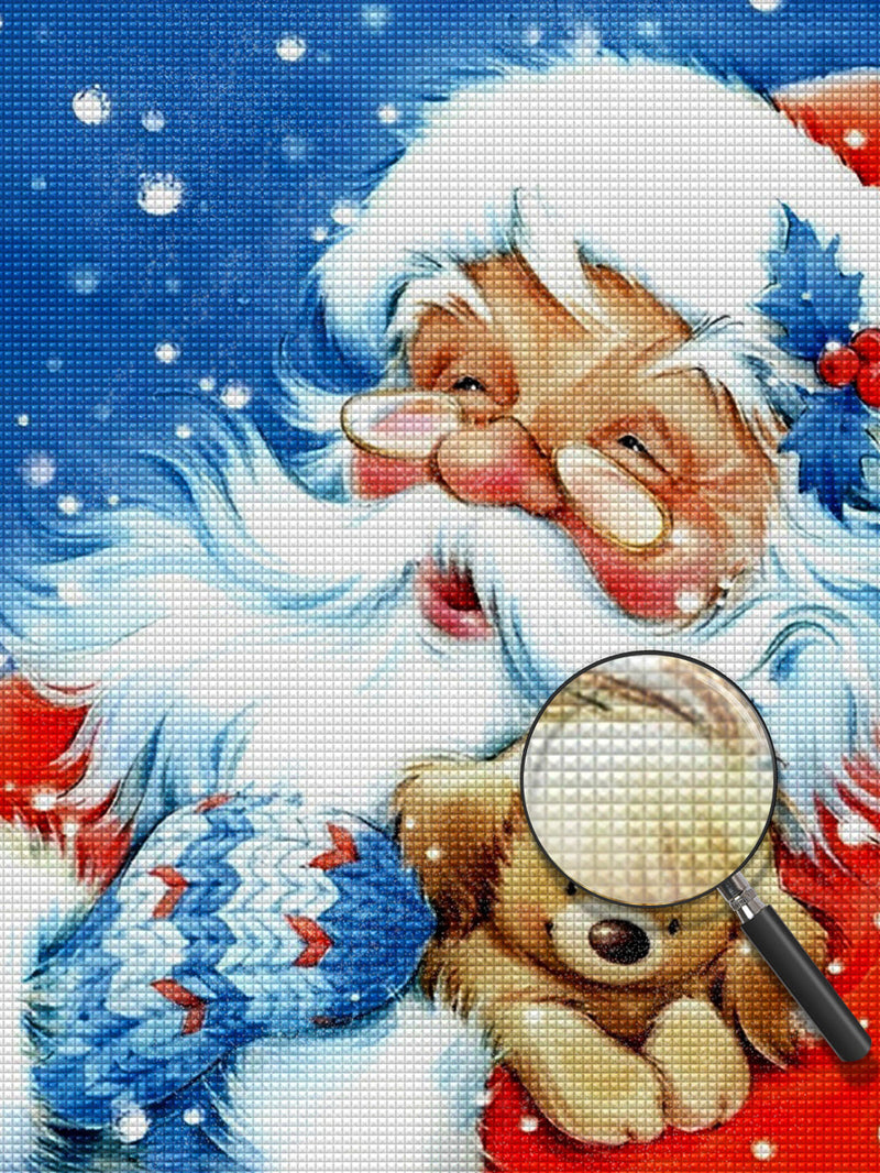 Père Noël et Poupée de Chiot Broderie Diamant