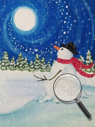 Bonhomme de Neige sous un Ciel Etoilé Merveilleux Broderie Diamant