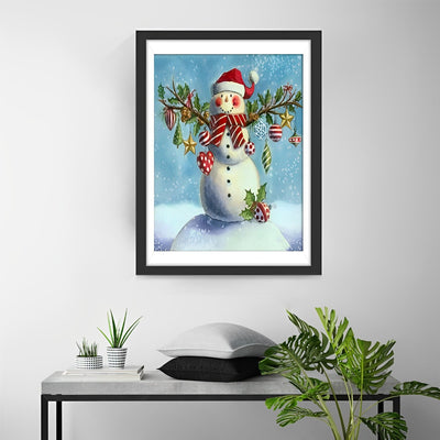 Bonhomme de Neige avec des Branches Broderie Diamant