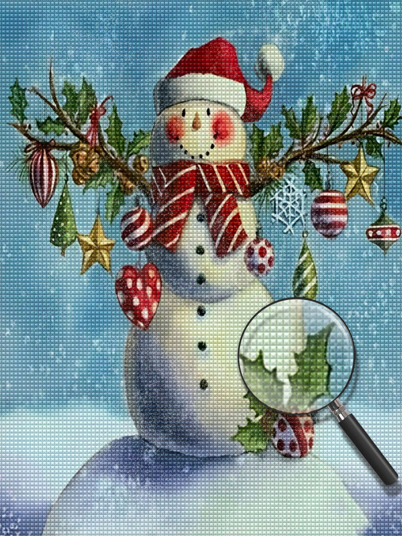 Bonhomme de Neige avec des Branches Broderie Diamant