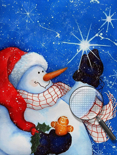 Bonhomme de Neige et Etoile Lumineuse Broderie Diamant