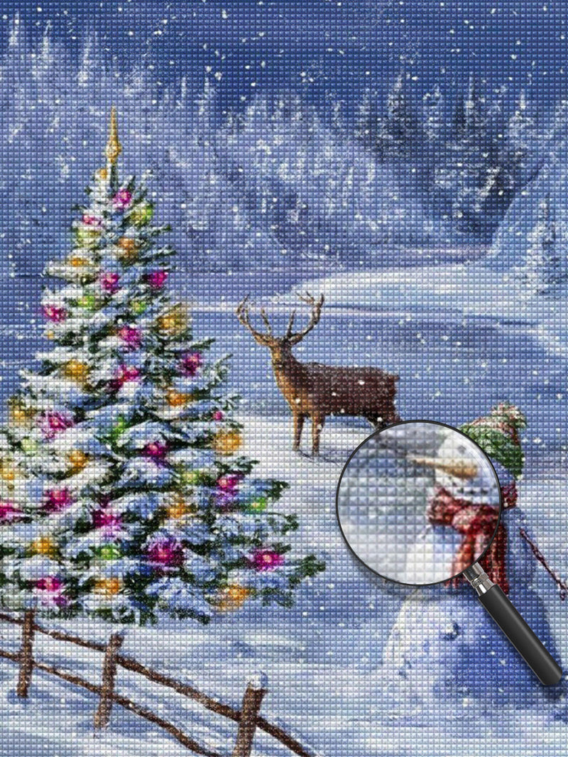 Sapin de Noël et les Boules Colorées Broderie Diamant