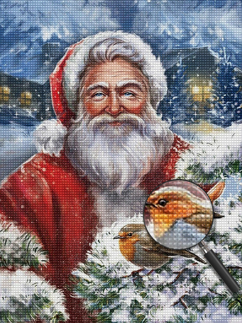 Père Noël Souriant Bienveillant Broderie Diamant