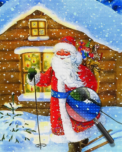 Père Noël en Béquilles Broderie Diamant