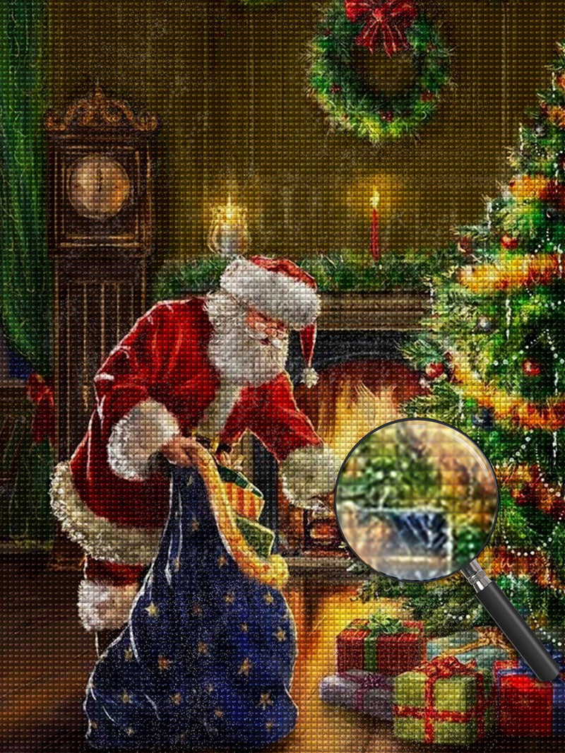 Père Noël et Sac Bleu Broderie Diamant