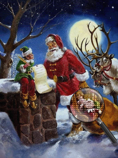 Elfe et Père Noël Broderie Diamant