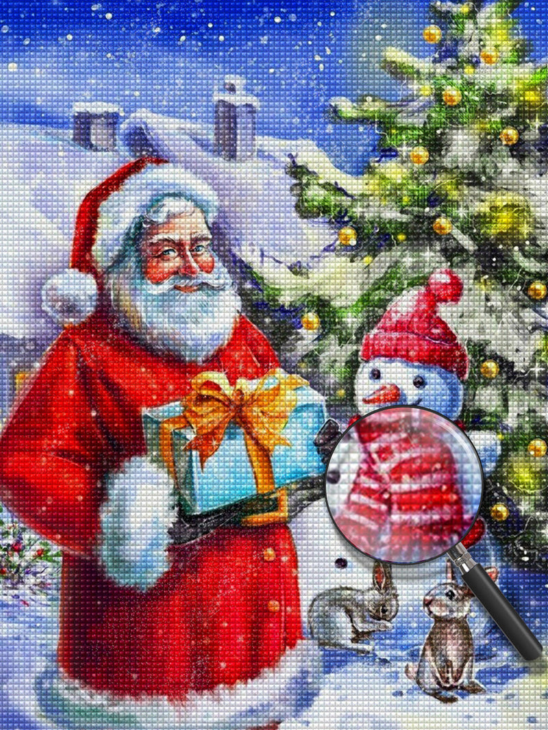 Vilain Père Noël dans la Neige Broderie Diamant