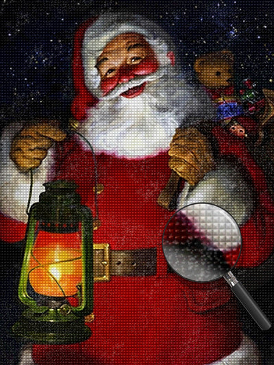 Père Noël dans la Nuit Broderie Diamant