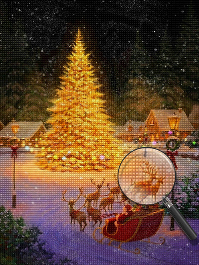 Sapin de Noël Doré sur la Place Broderie Diamant