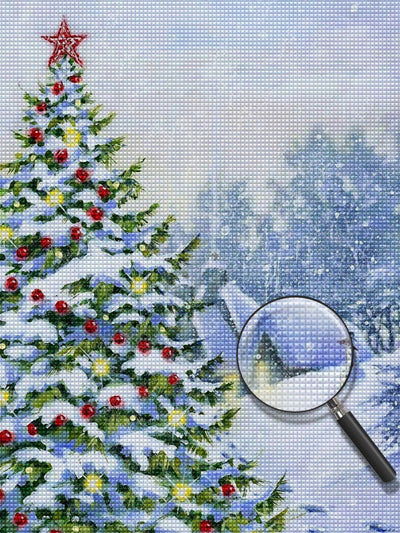 Sapin de Noël dans la Neige Broderie Diamant