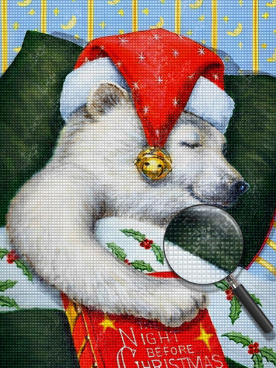 Un Ours Polaire pendant Noël Broderie Diamant