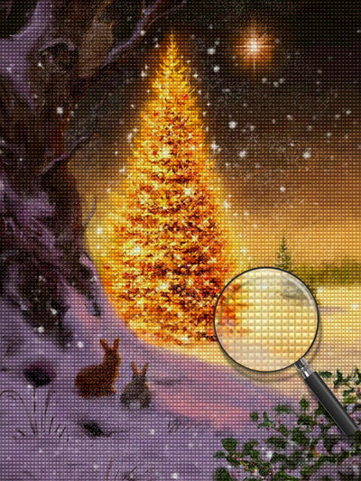 Sapin de Noël Doré Lumineux Broderie Diamant