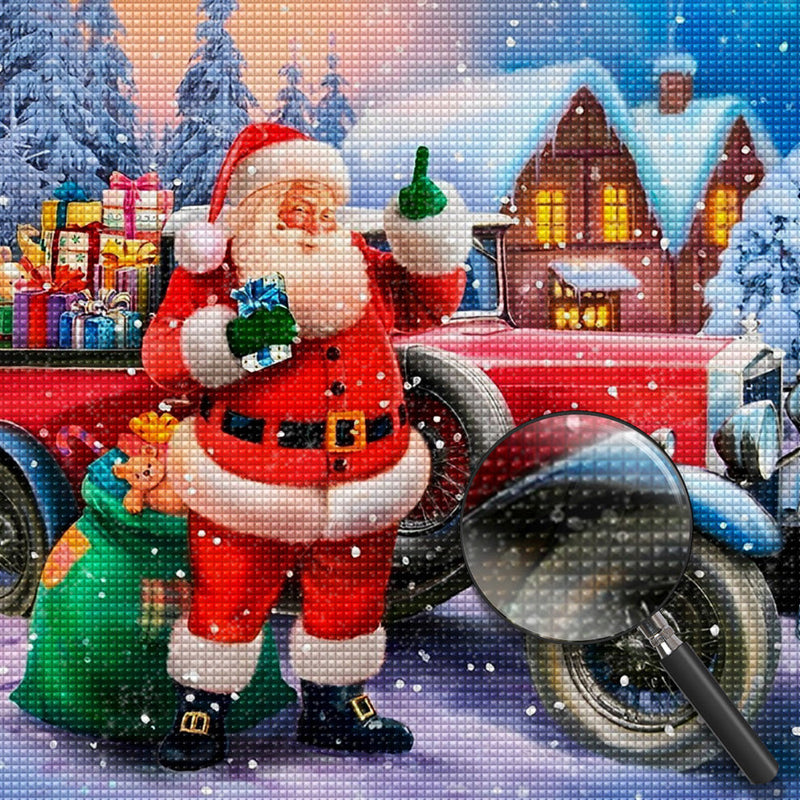 Père Noël et la Neige Broderie Diamant