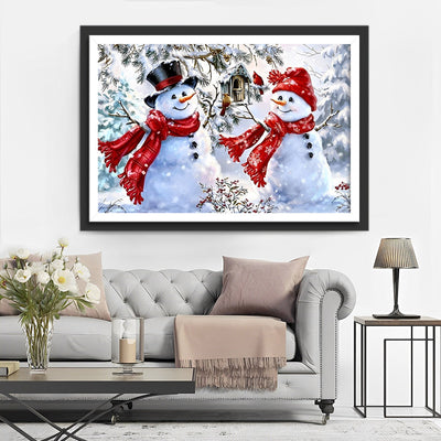 Couple de Bonhomme de Noël Fête Broderie Diamant