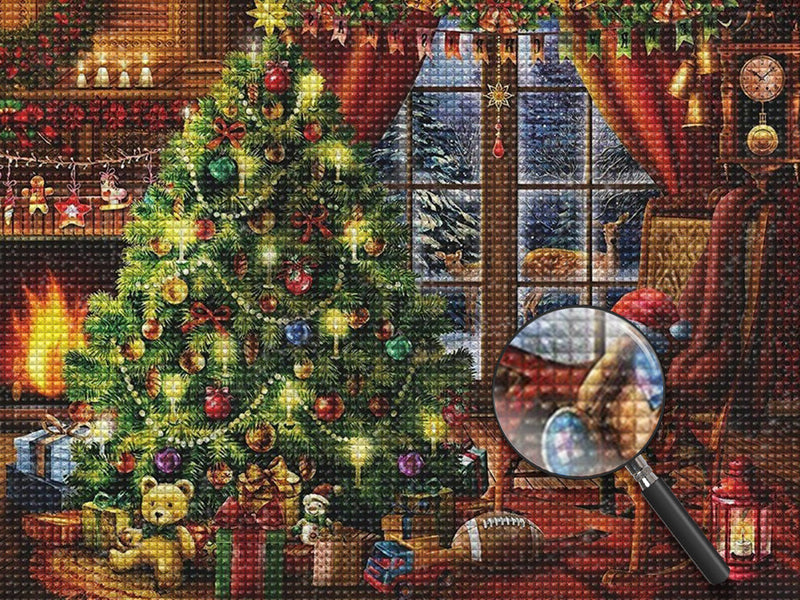 Sapin de Noël et Ours en Peluche Broderie Diamant