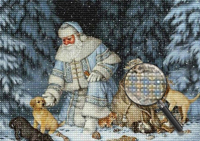 Père Noël en Robe Bleue Broderie Diamant