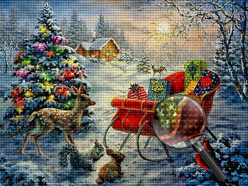 Joli Paysage de Noël Broderie Diamant