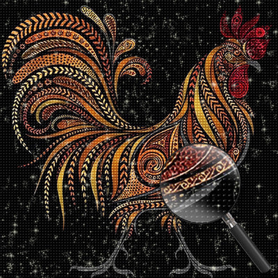 Coq avec de Motifs Broderie Diamant